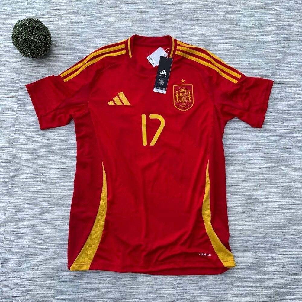 Adidas Spain National Team #17 Williams Jr Soccer Jersey Red NWT Size Medium
